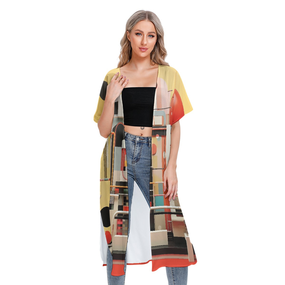 All-Over Print Women's Short Sleeve Cardigan