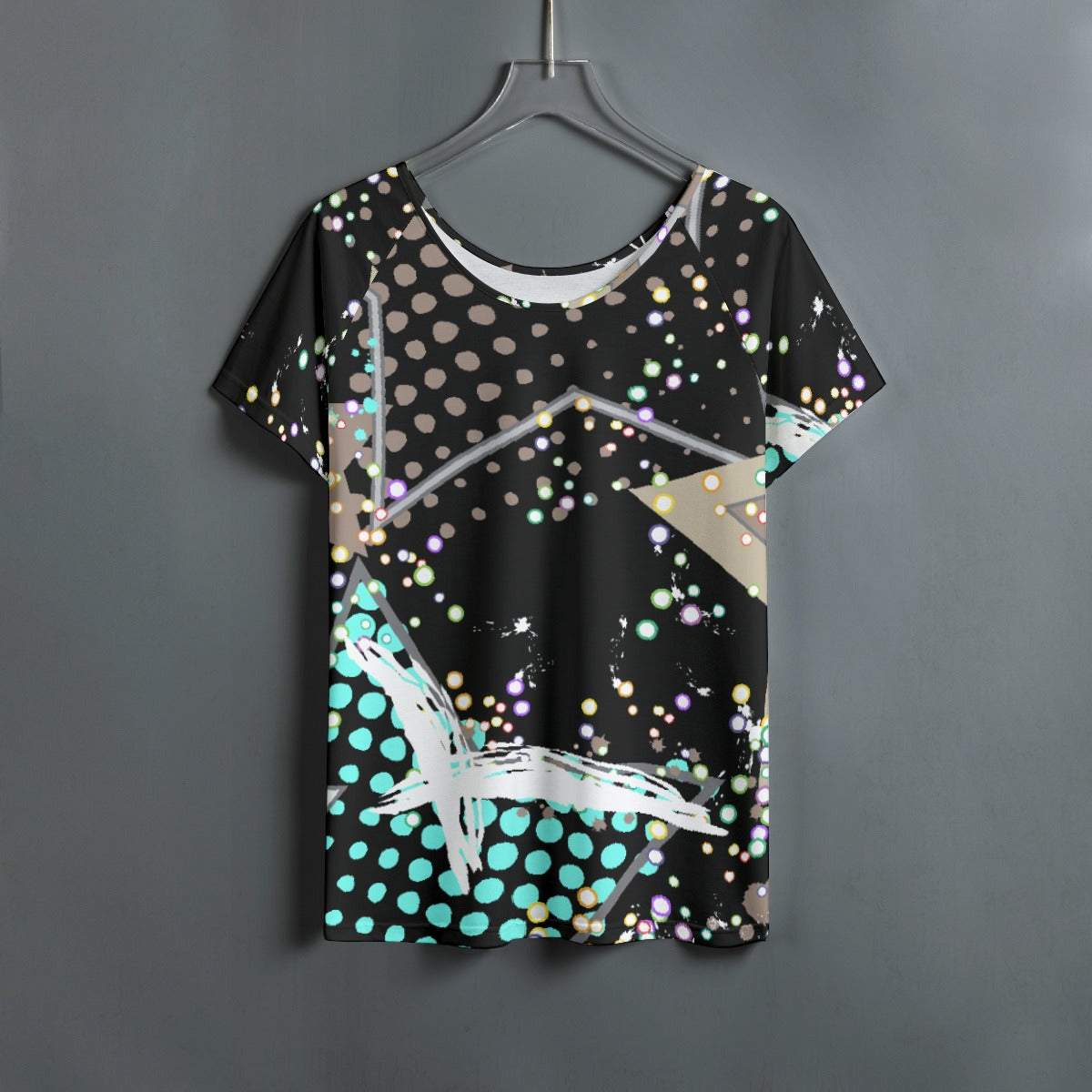 All-Over Print Women's Round Neck T-shirt With Raglan Sleeve
