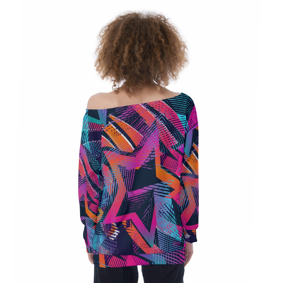 All-Over Print Oversized Women's Off-Shoulder Sweatshirt