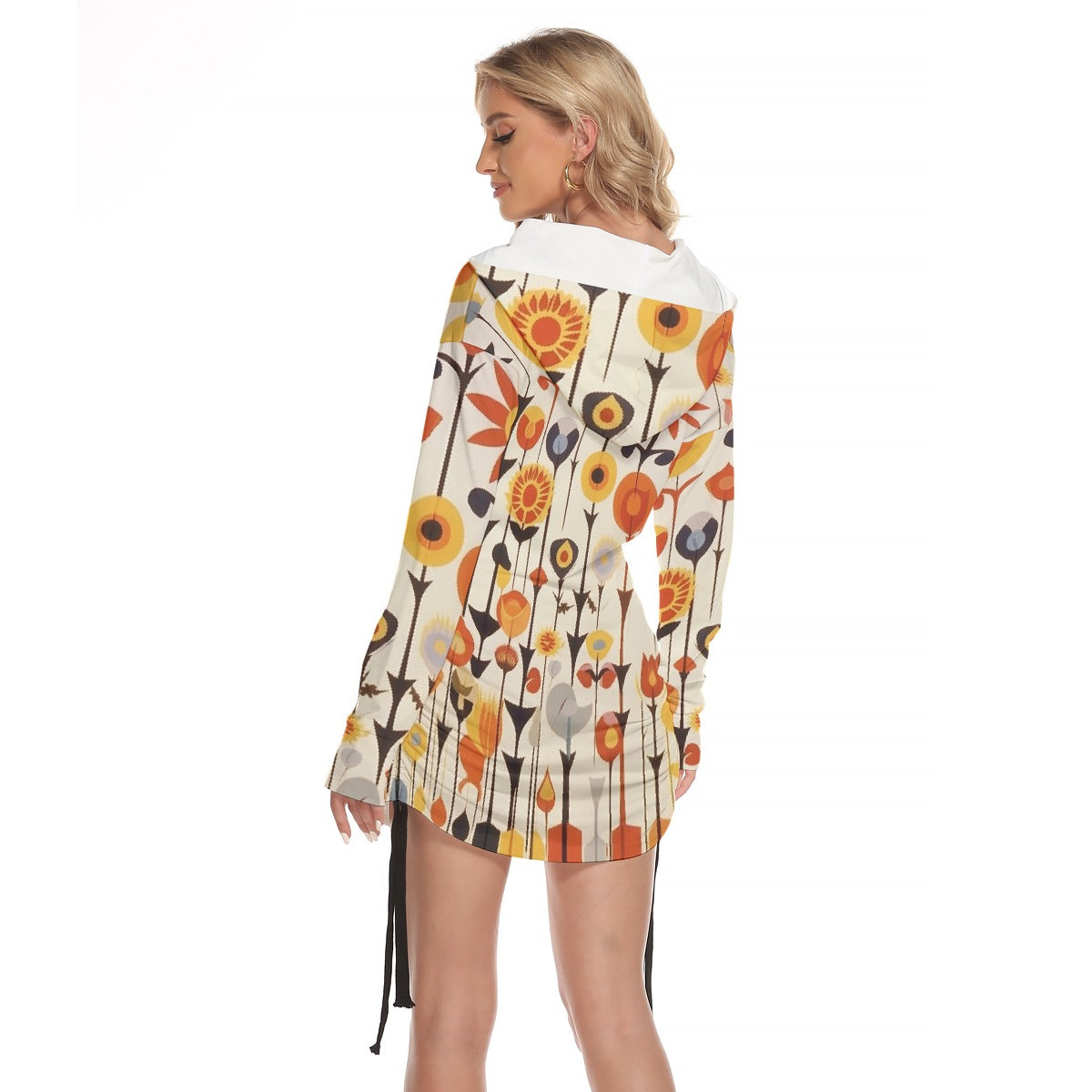 All-Over Print Women's One-shoulder Dress With Waist Shirring