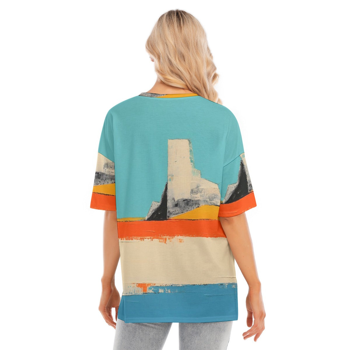 All-Over Print Women's Short Sleeves T-shirt With Hem Split