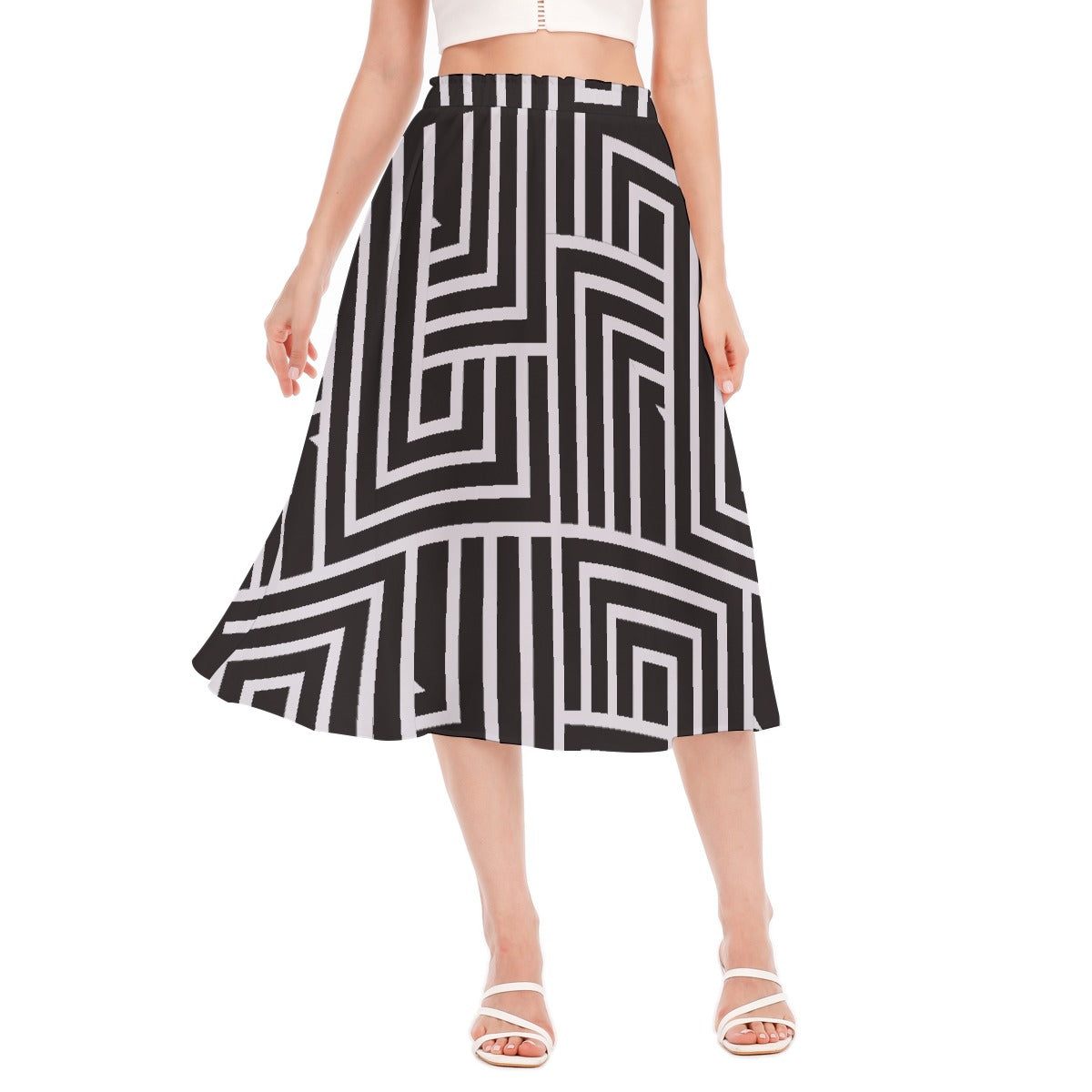 All-Over Print Women's Long Section Chiffon Skirt