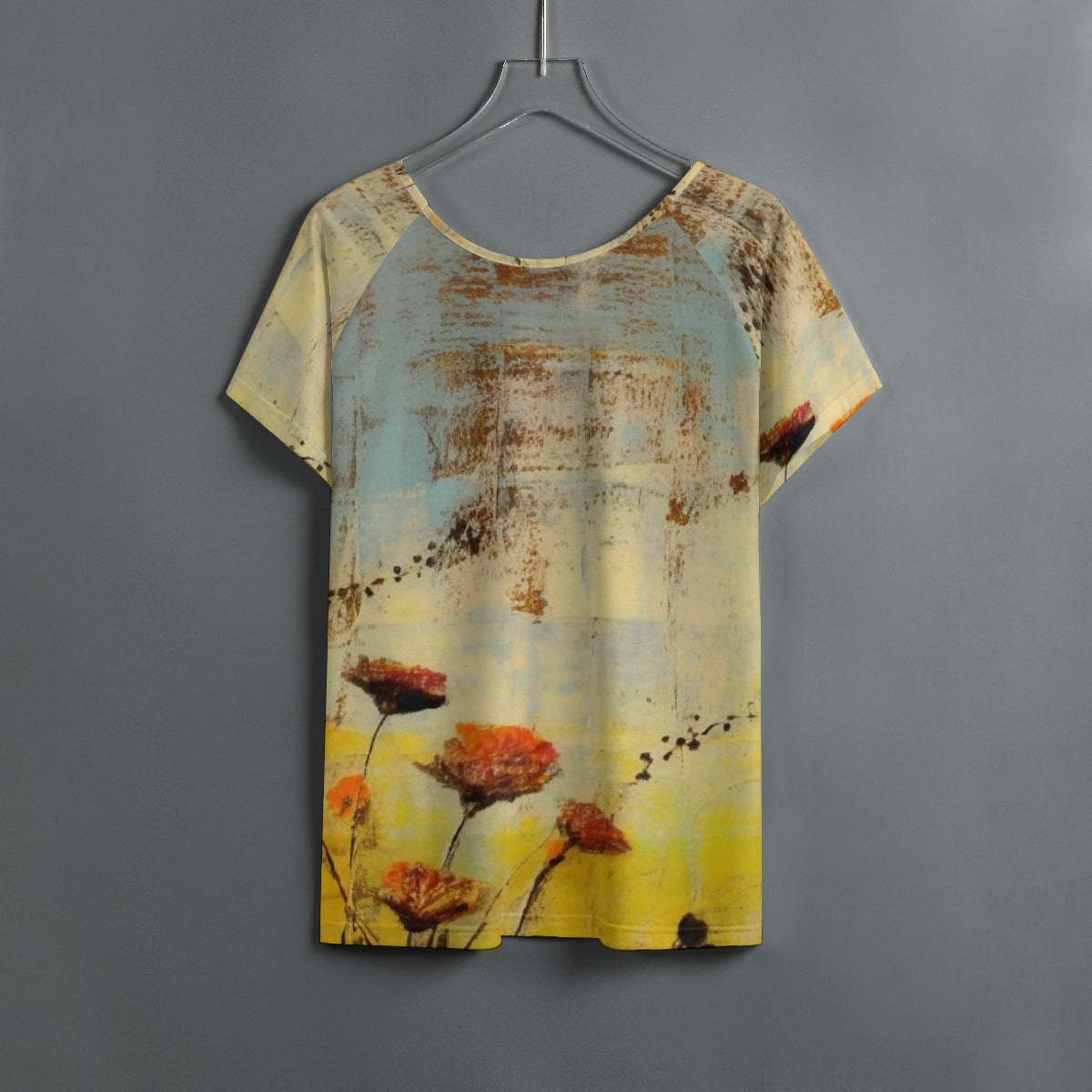 All-Over Print Women's Round Neck T-shirt With Raglan Sleeve