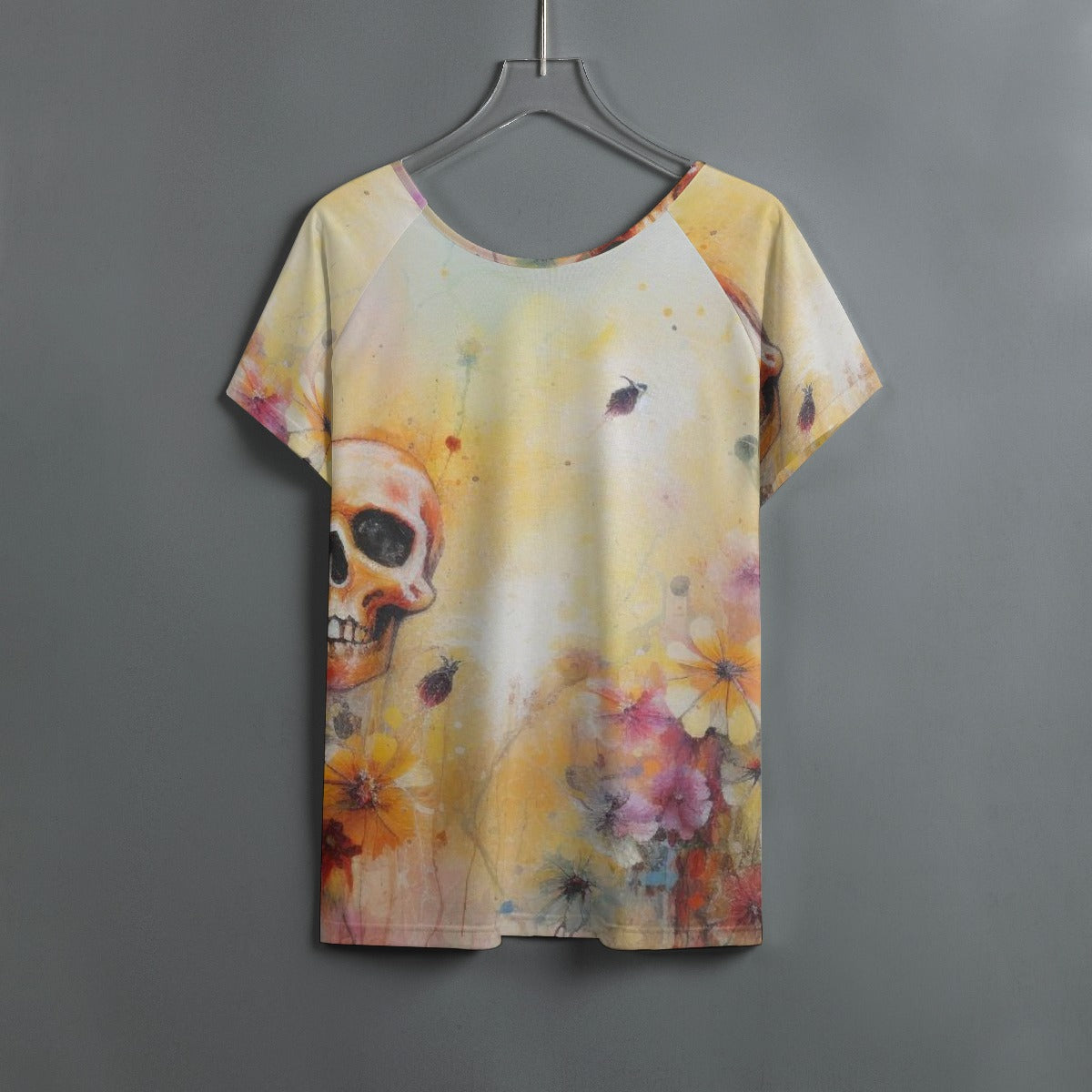 All-Over Print Women's Round Neck T-shirt With Raglan Sleeve