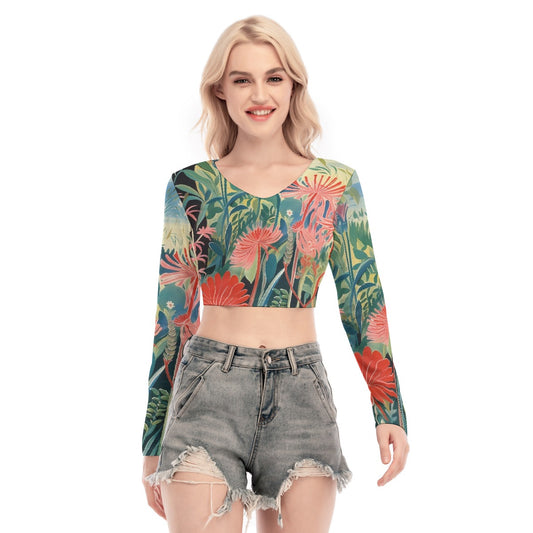 All-Over Print Women's Back Hollow T-shirt With Strap
