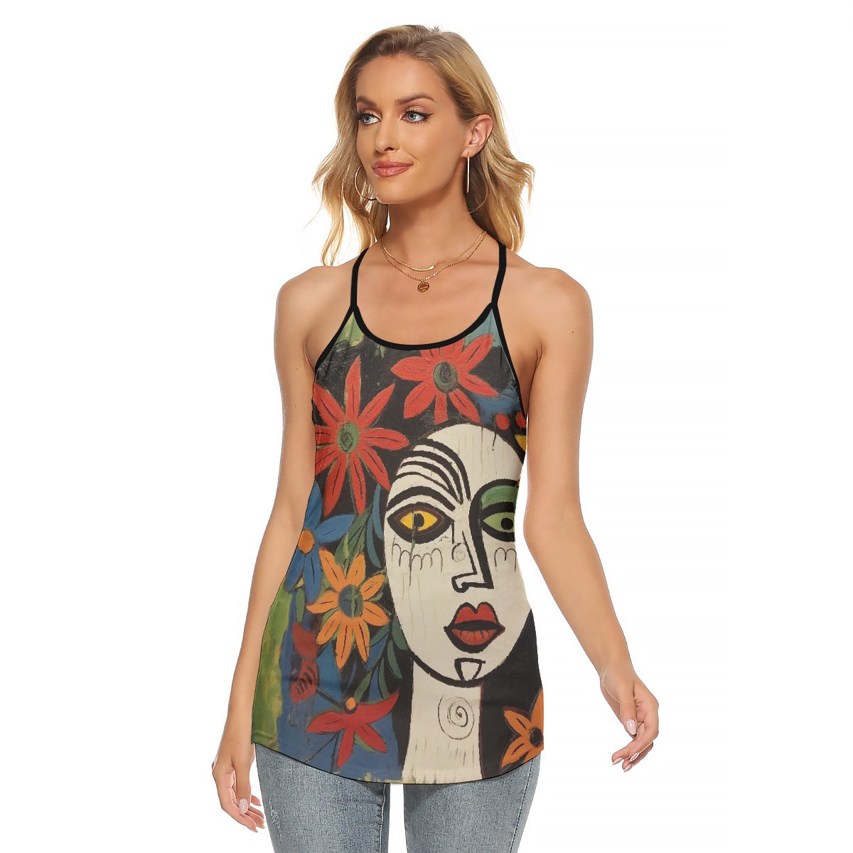 All-Over Print Women's Criss-Cross Open Back Tank Top