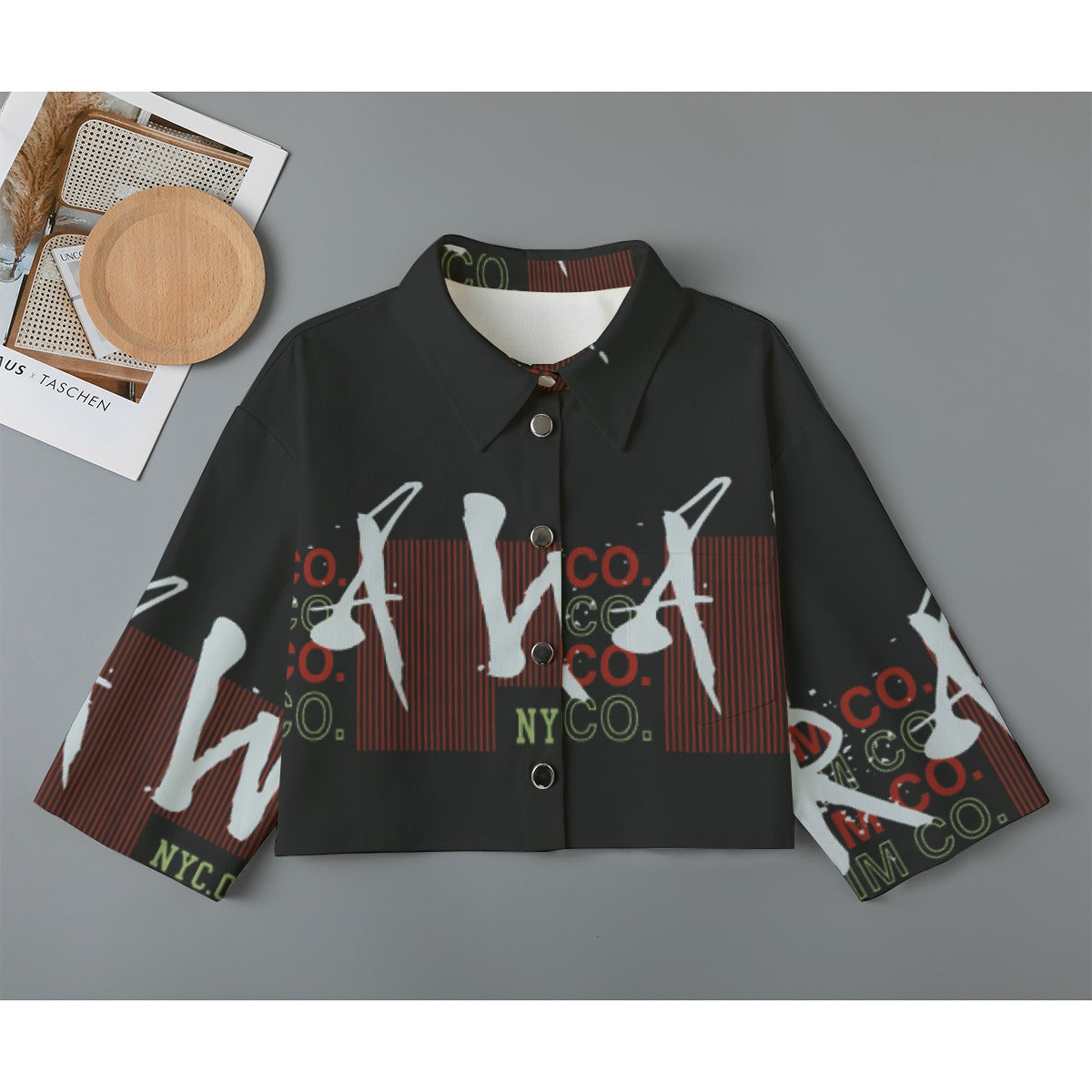 All-Over Print Women's Cropped Jacket | 245GSM Cotton