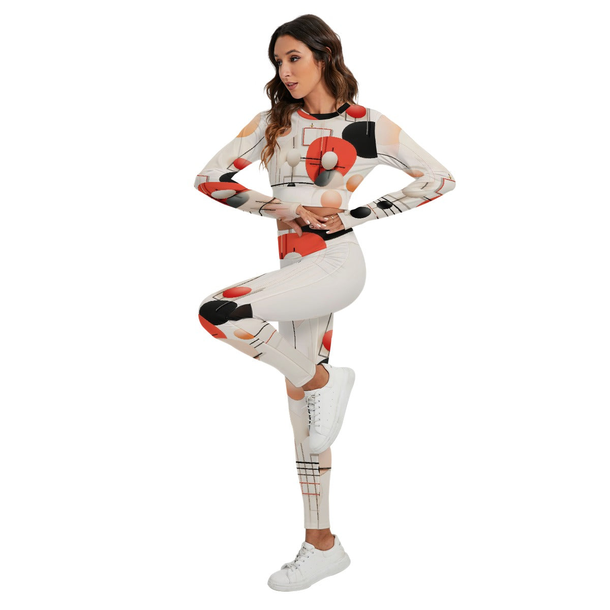 All-Over Print Women's Sport Set With Backless Top And Leggings