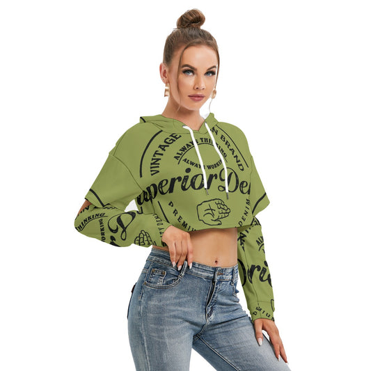 All-Over Print Women's Heavy Fleece Hoodie With Hollow Out Sleeve
