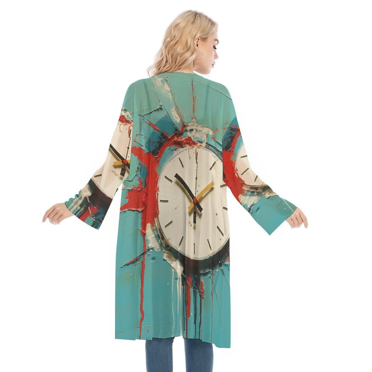 All- Over Print Women's Long Sleeve Mesh Cardigan