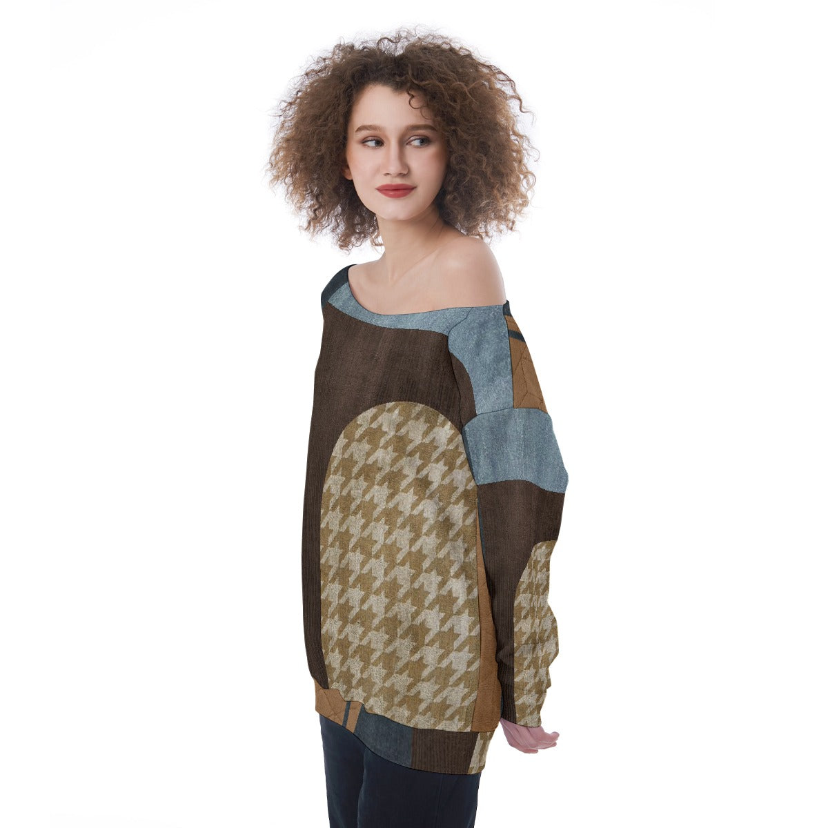 All-Over Print Oversized Women's Off-Shoulder Sweatshirt