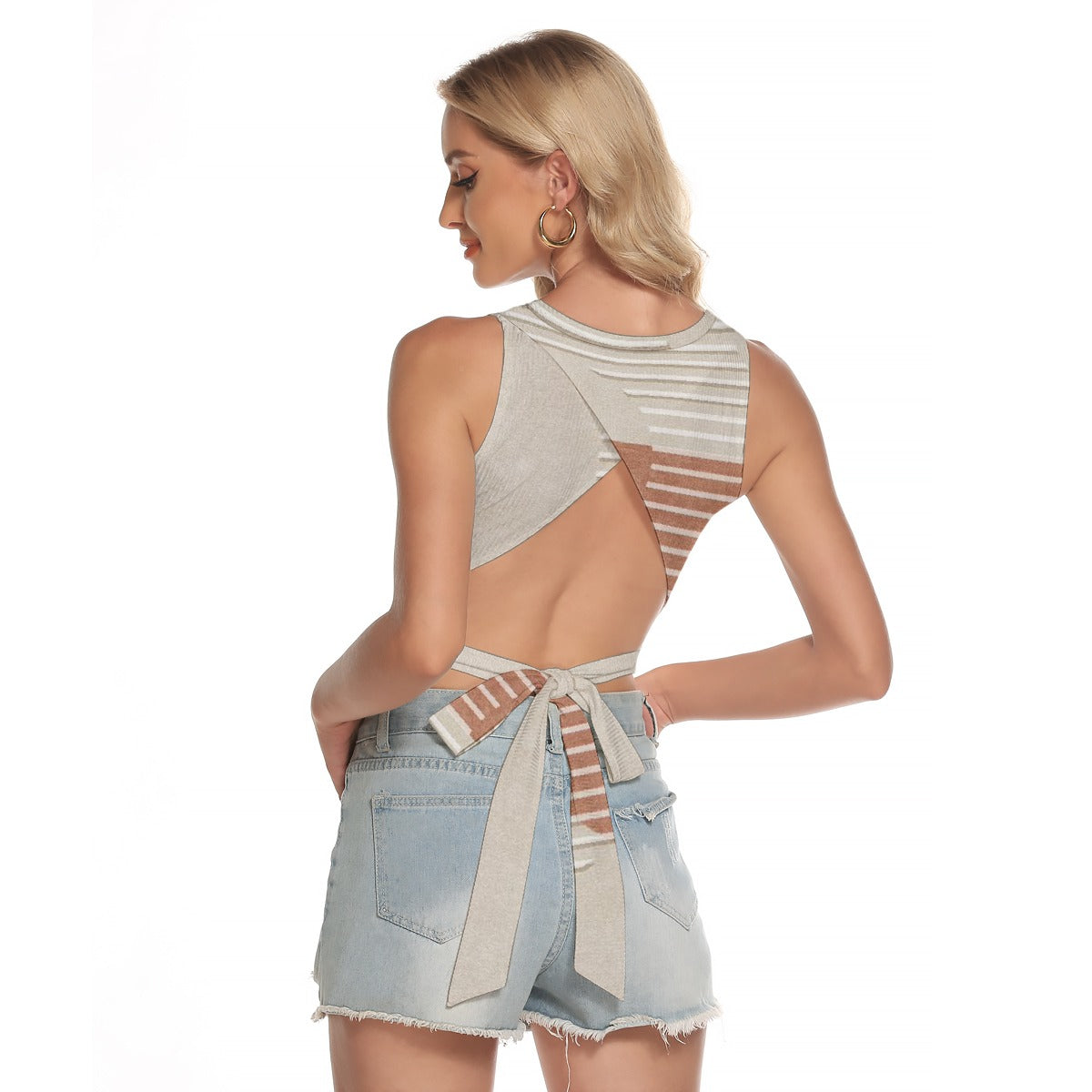 All-Over Print Women's Sleeveless Back Hollow Crop Top