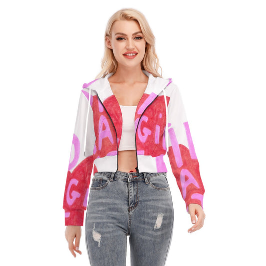 All-Over Print Women's Crop Top Hoodie With Zipper Closure