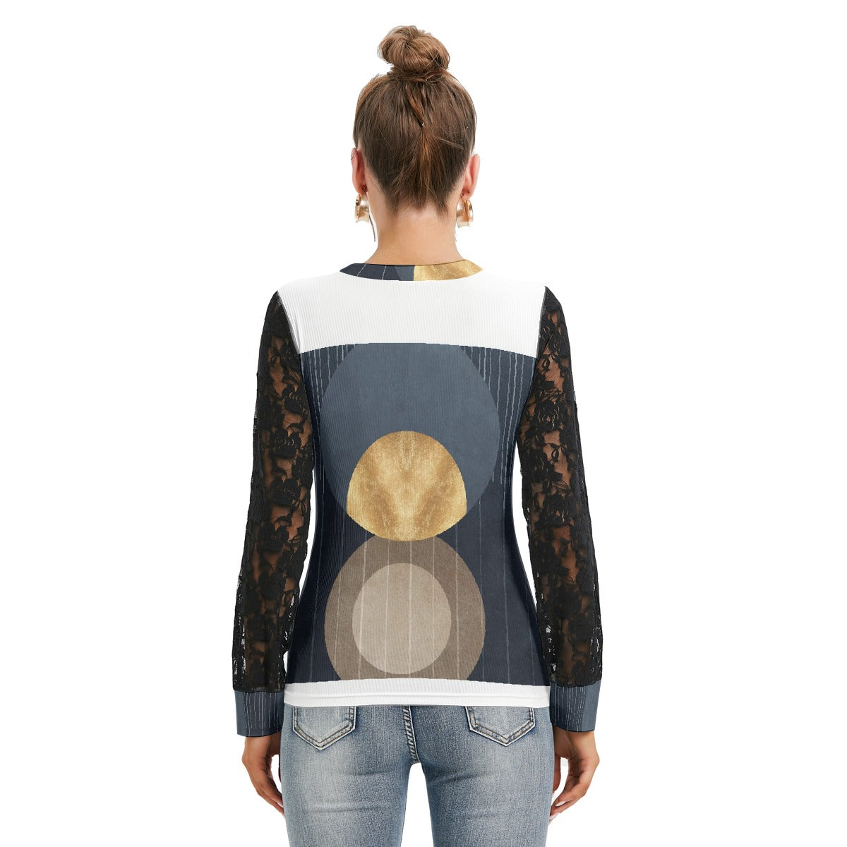 All-Over Print Women's T-shirt And Sleeve With Black Lace