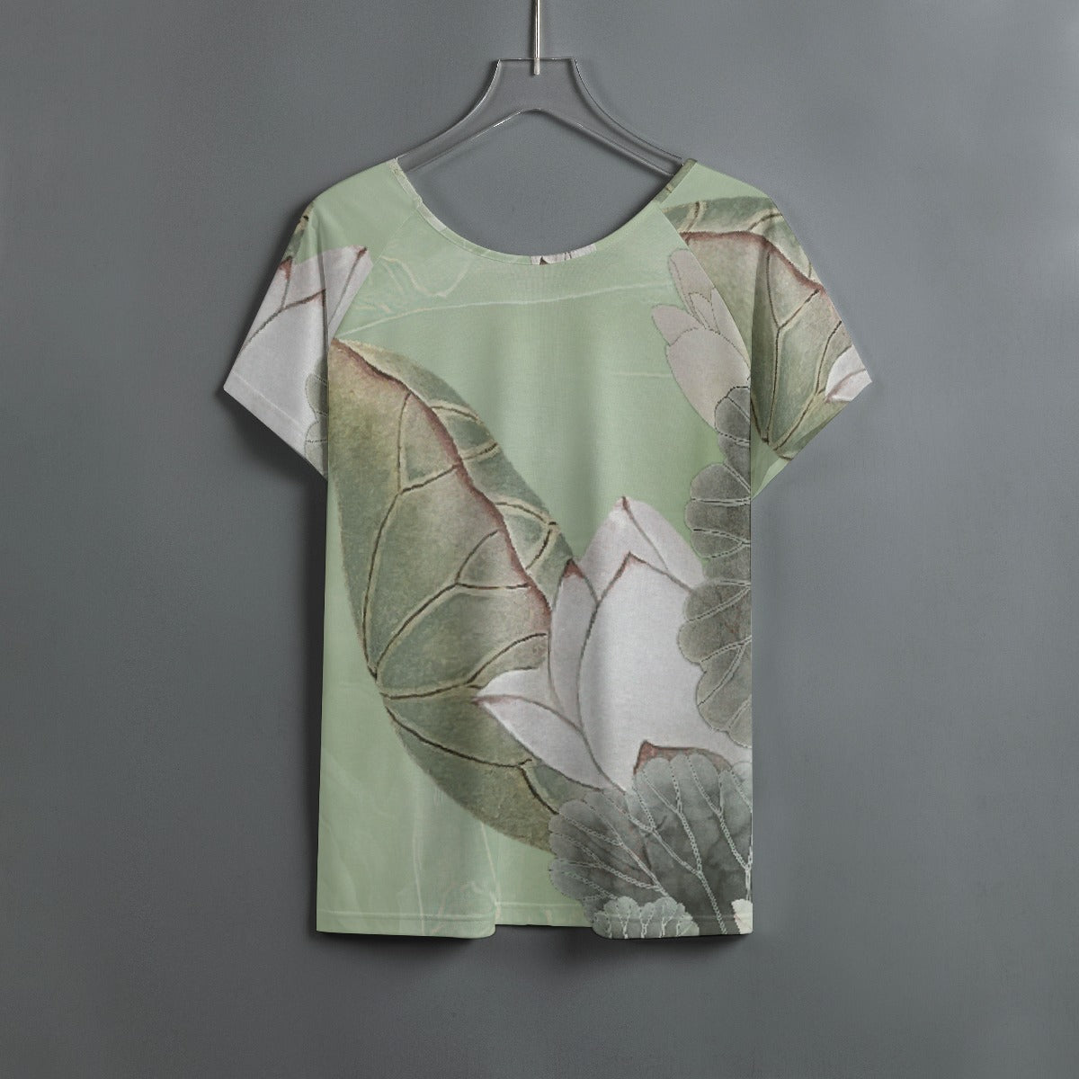 All-Over Print Women's Round Neck T-shirt With Raglan Sleeve