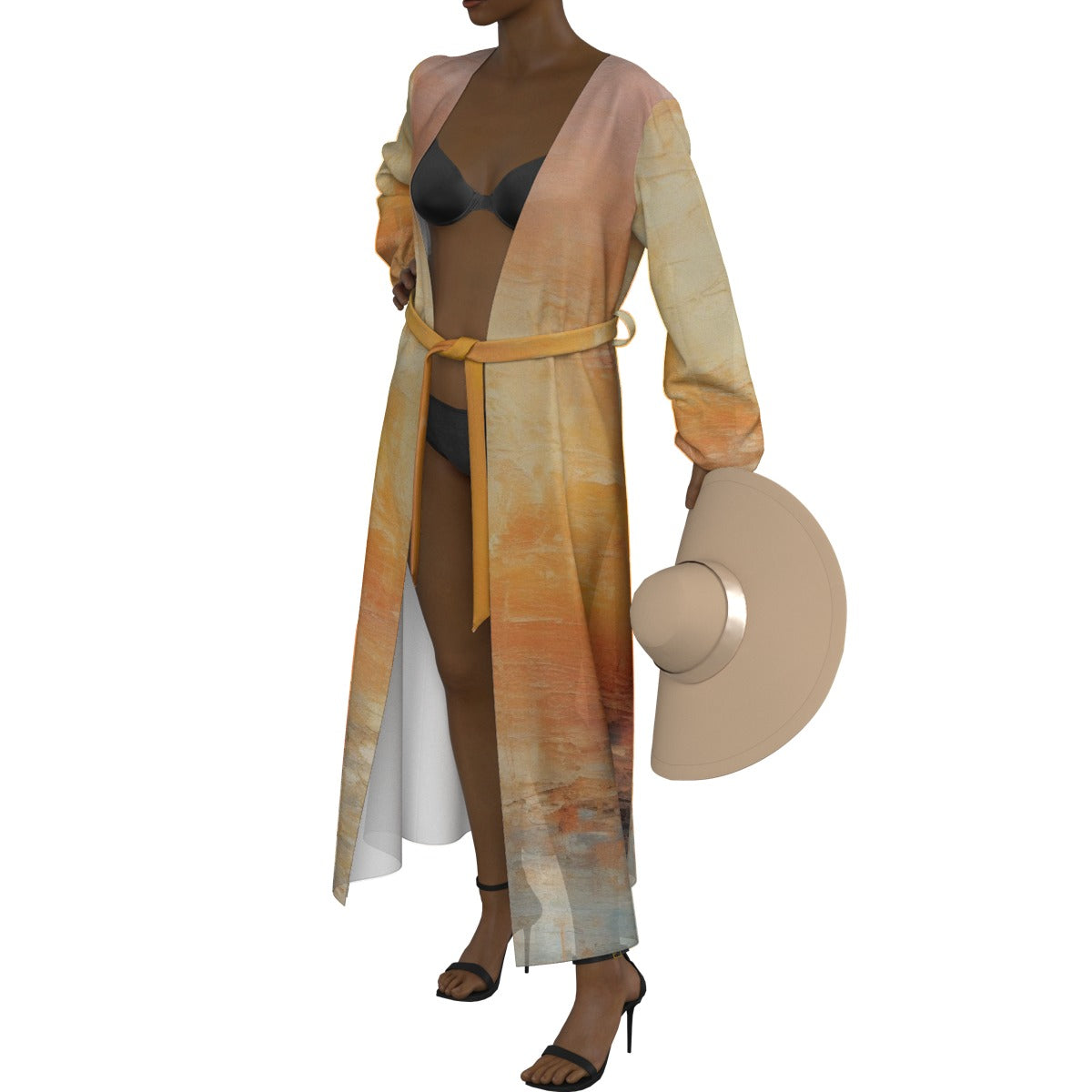 All-Over Print Women's Lace-up Chiffon Robe