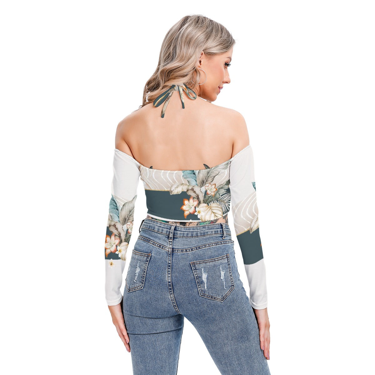 All-Over Print Women's Halter Lace-up Top