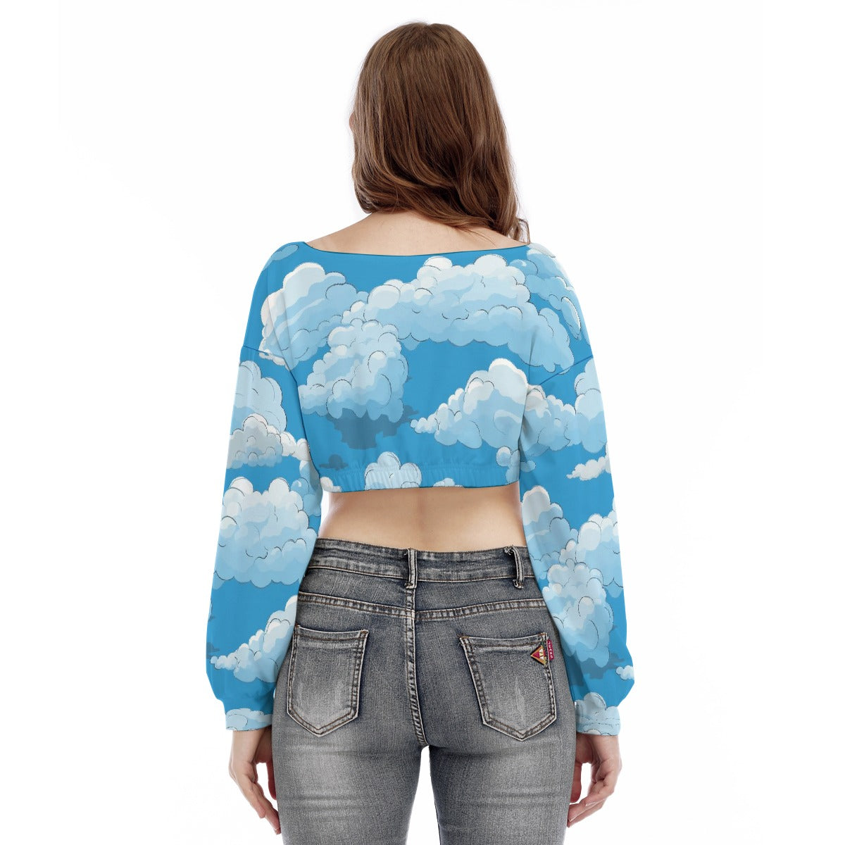All-Over Print Women's V-neck Long Sleeve Cropped Sweatshirt