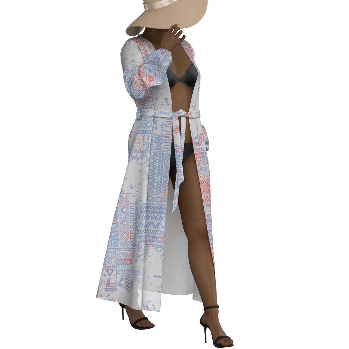 All-Over Print Women's Lace-up Chiffon Robe