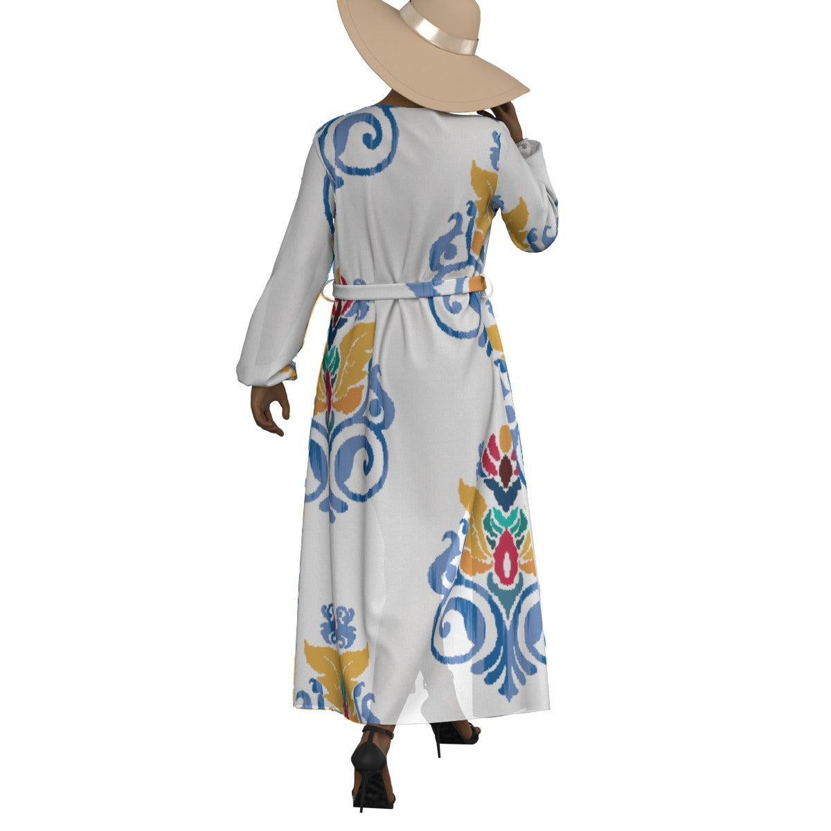 All-Over Print Women's Lace-up Chiffon Robe