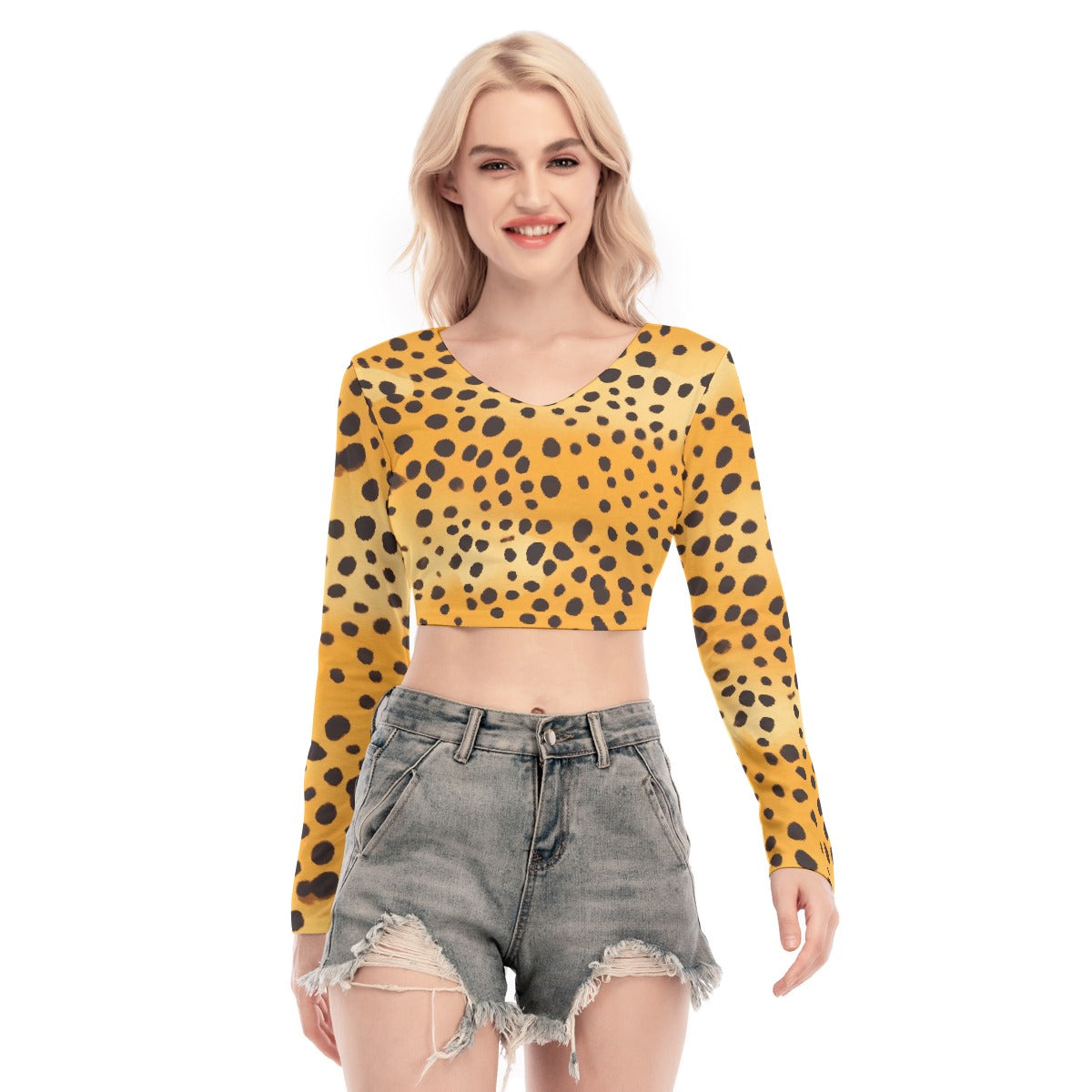 All-Over Print Women's Back Hollow T-shirt With Strap