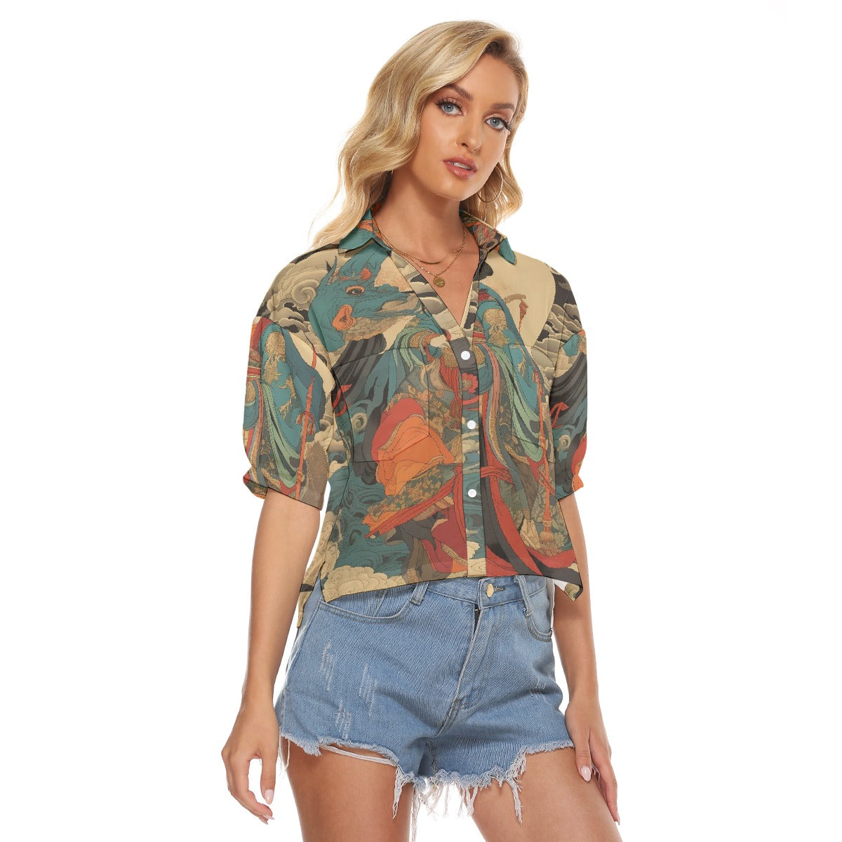 All-Over Print Women's V-neck Shirts