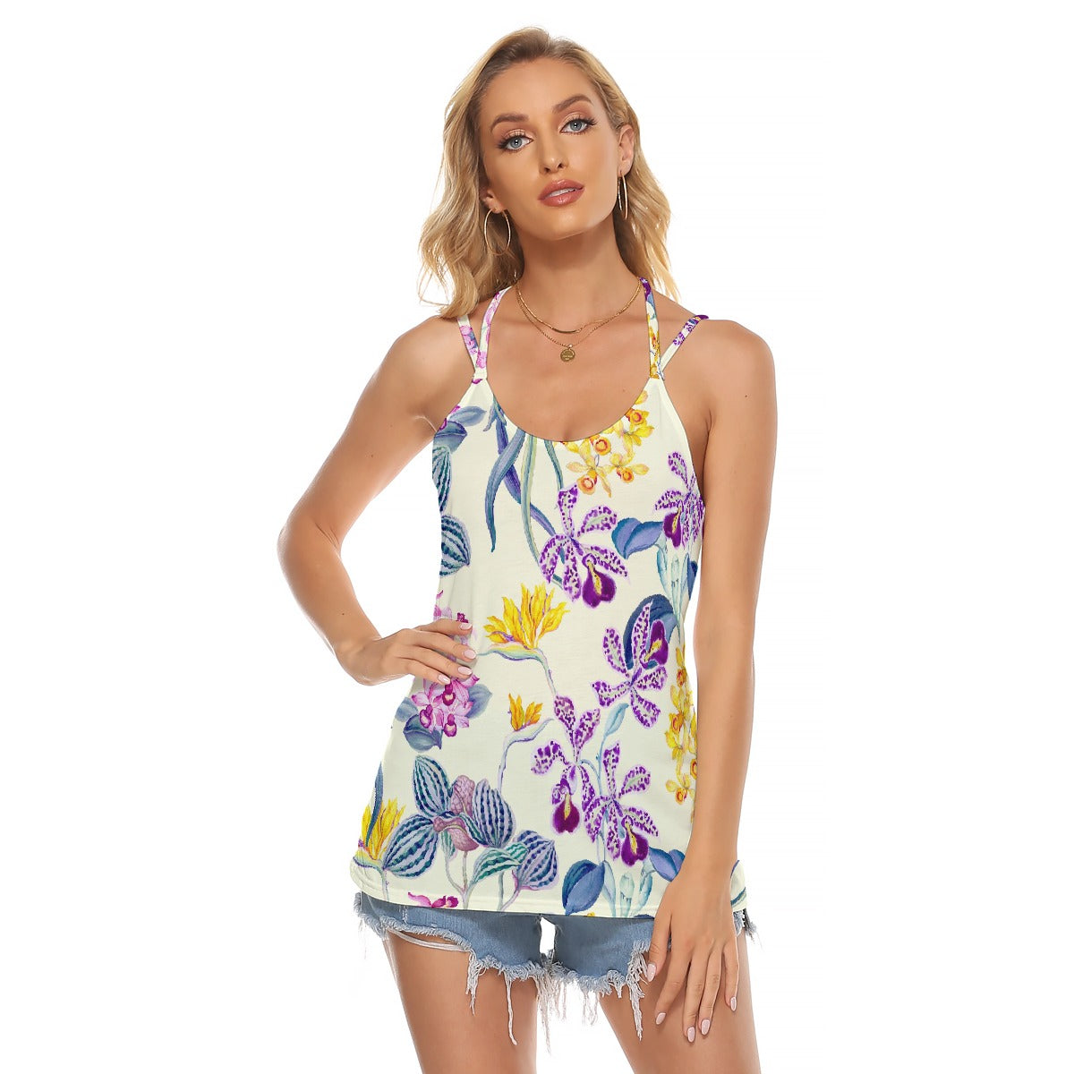 All-Over Print Women's Halter Top With Backless