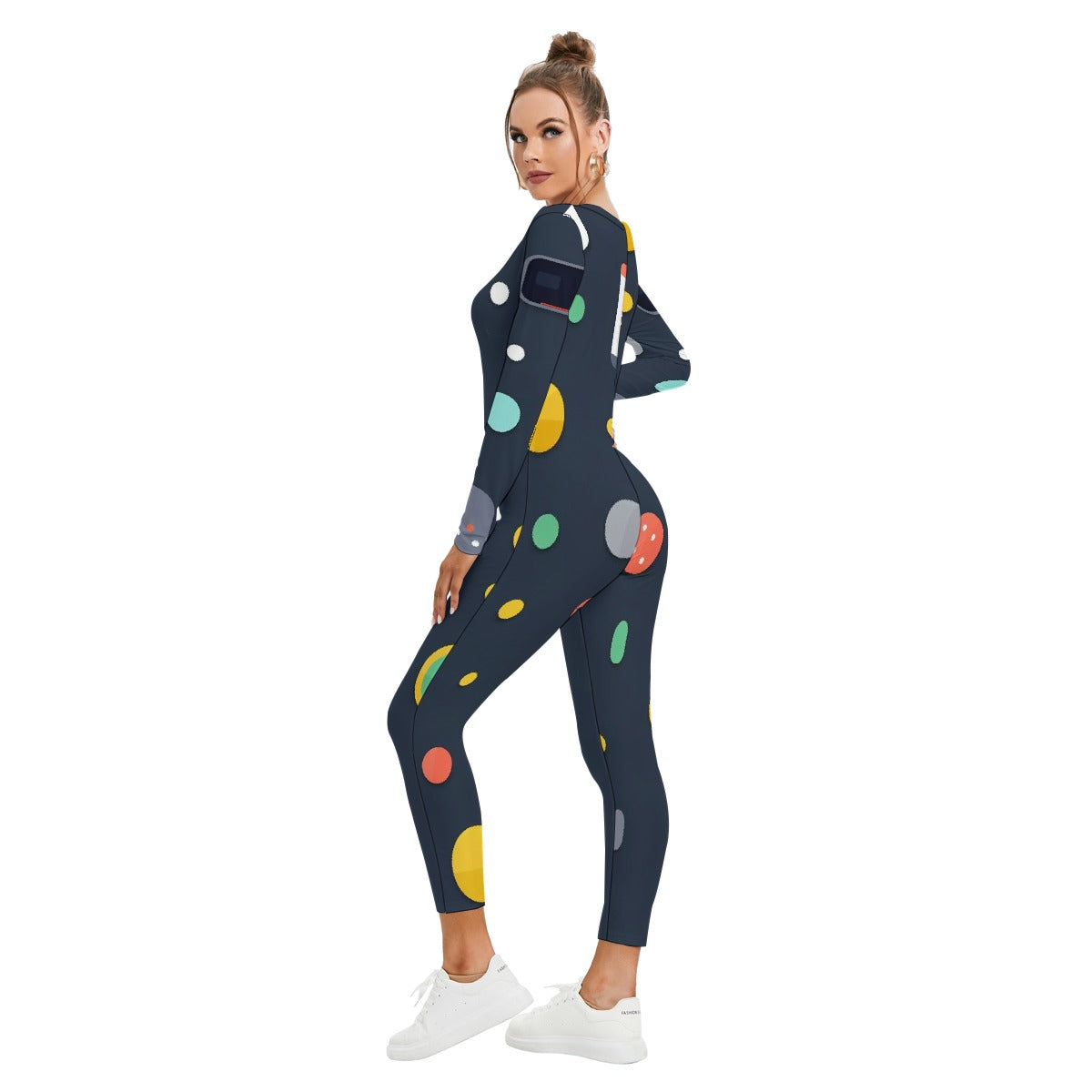 All-Over Print Women's Plunging Neck Jumpsuit