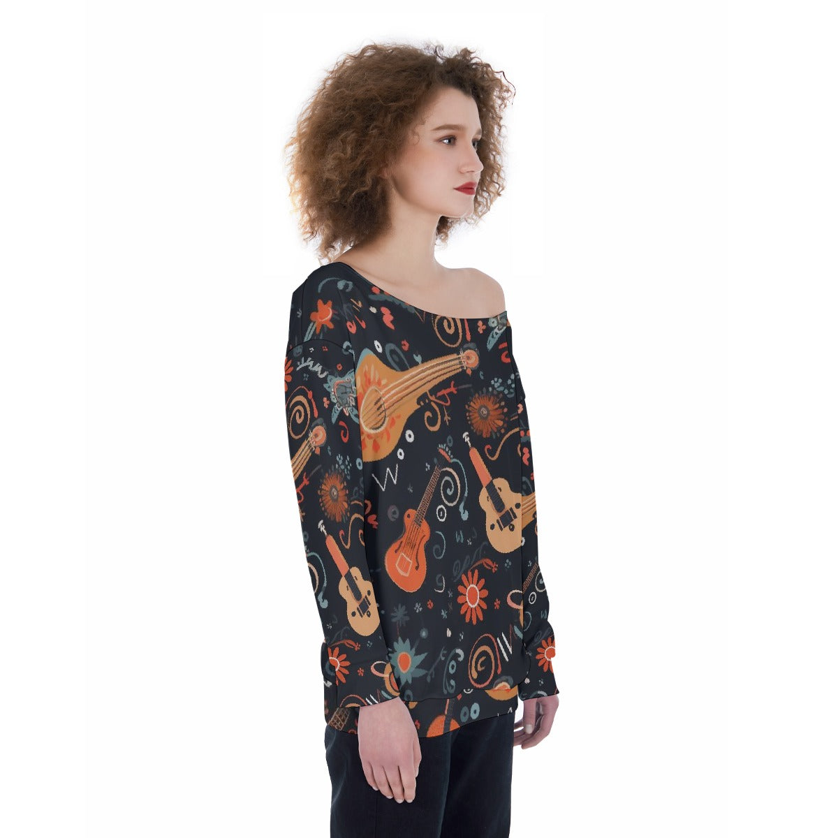 All-Over Print Oversized Women's Off-Shoulder Sweatshirt