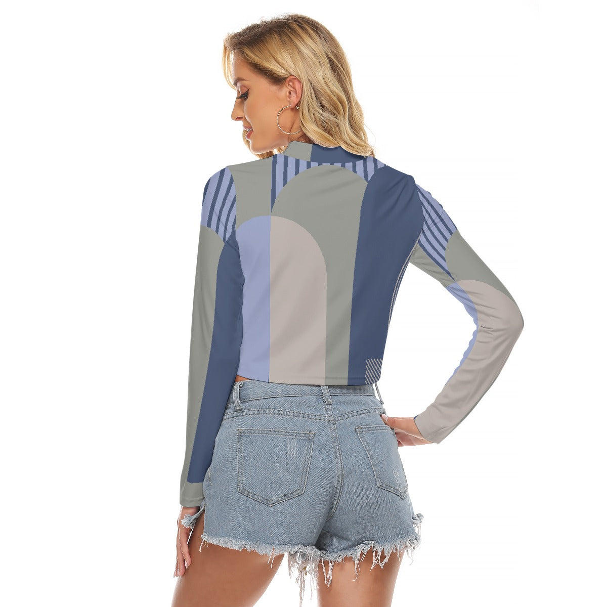 All-Over Print Women's Hollow Chest Keyhole Tight Crop Top