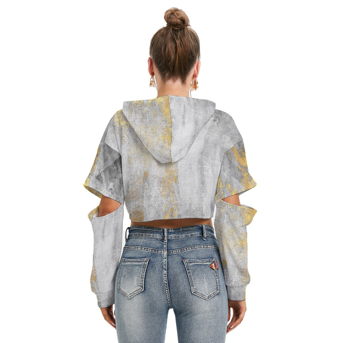 All-Over Print Women's Heavy Fleece Hoodie With Hollow Out Sleeve