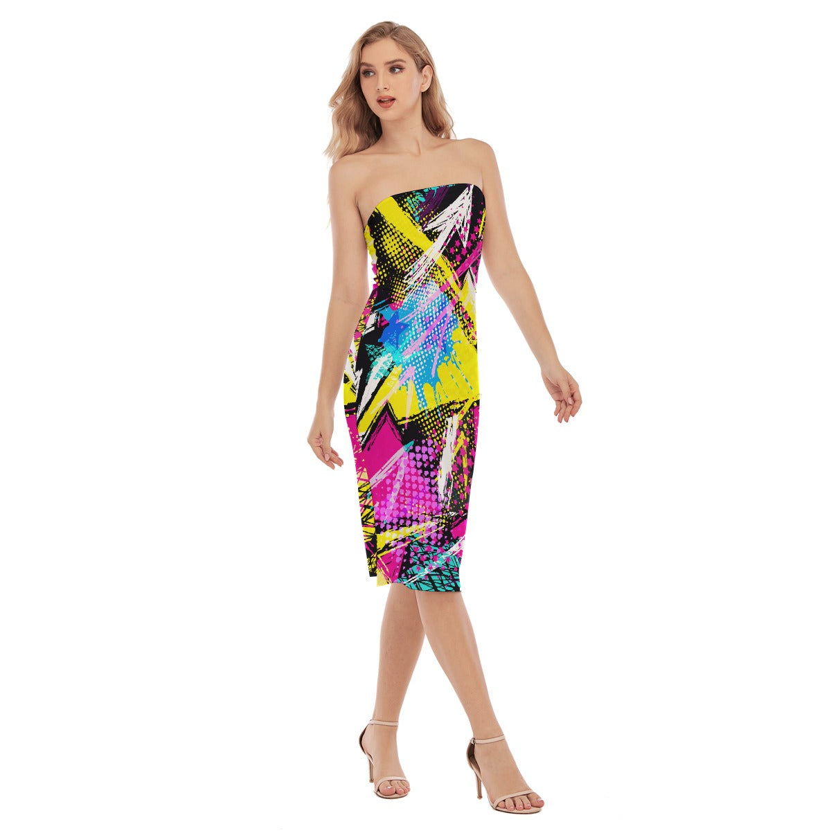 All-Over Print Women's Side Split Tube Top Dress
