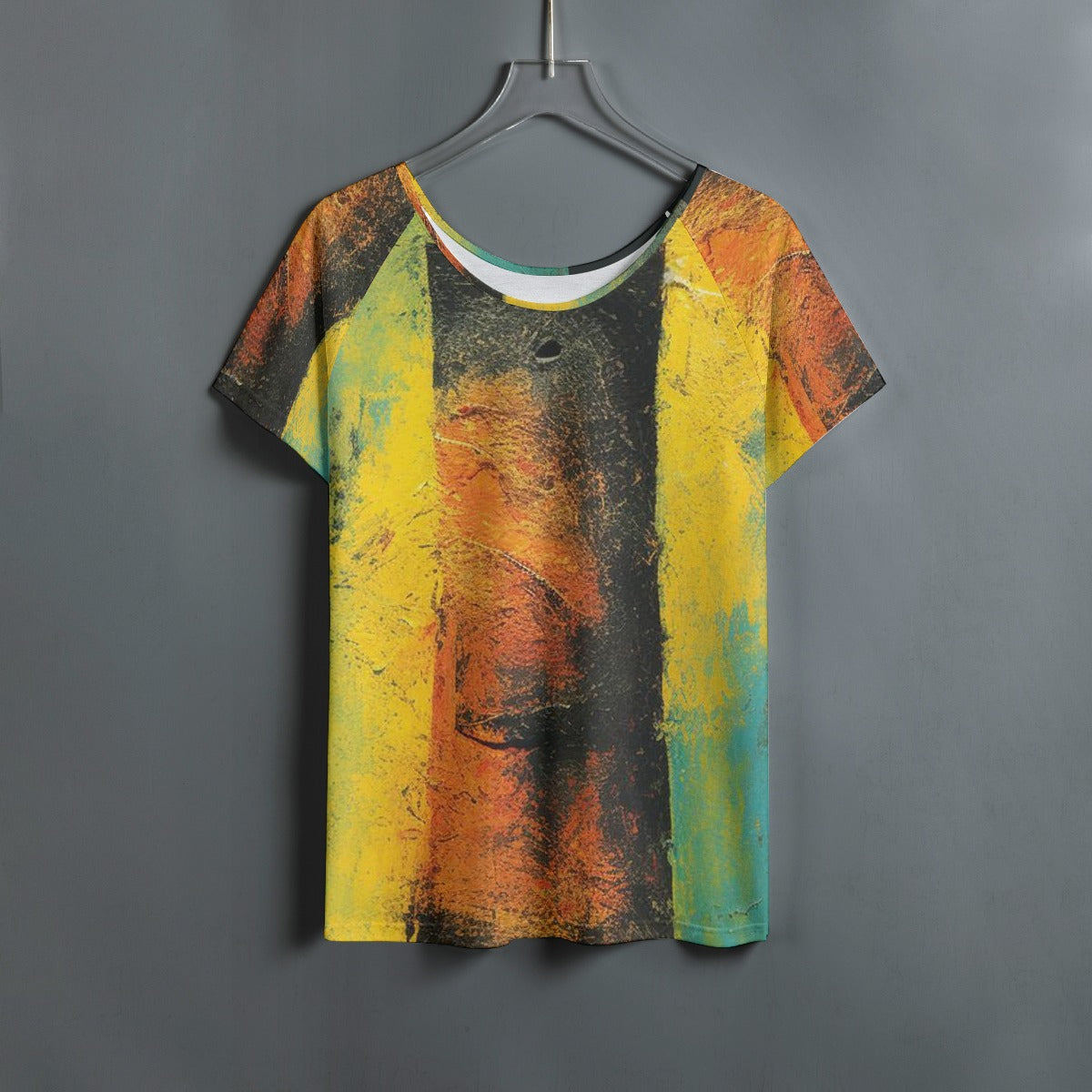 All-Over Print Women's Round Neck T-shirt With Raglan Sleeve