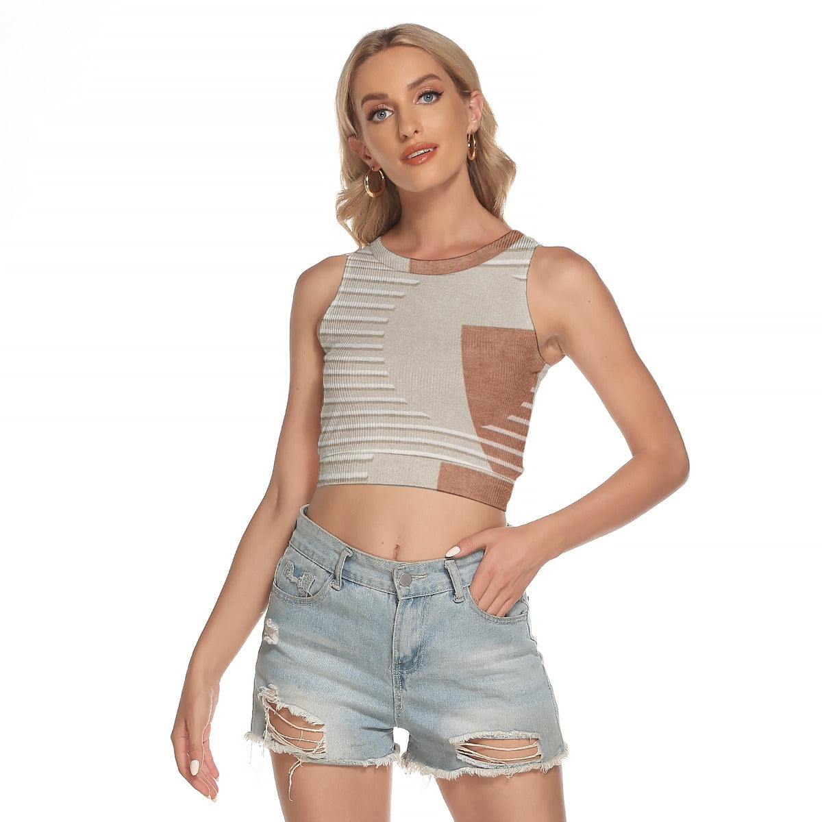 All-Over Print Women's Sleeveless Back Hollow Crop Top