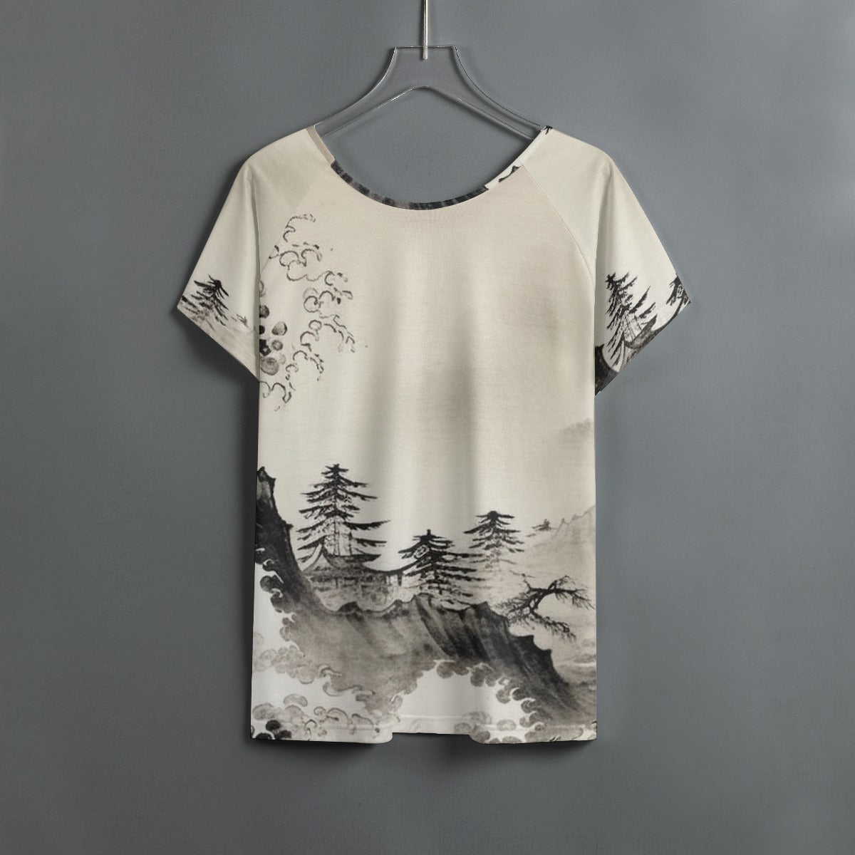 All-Over Print Women's Round Neck T-shirt With Raglan Sleeve