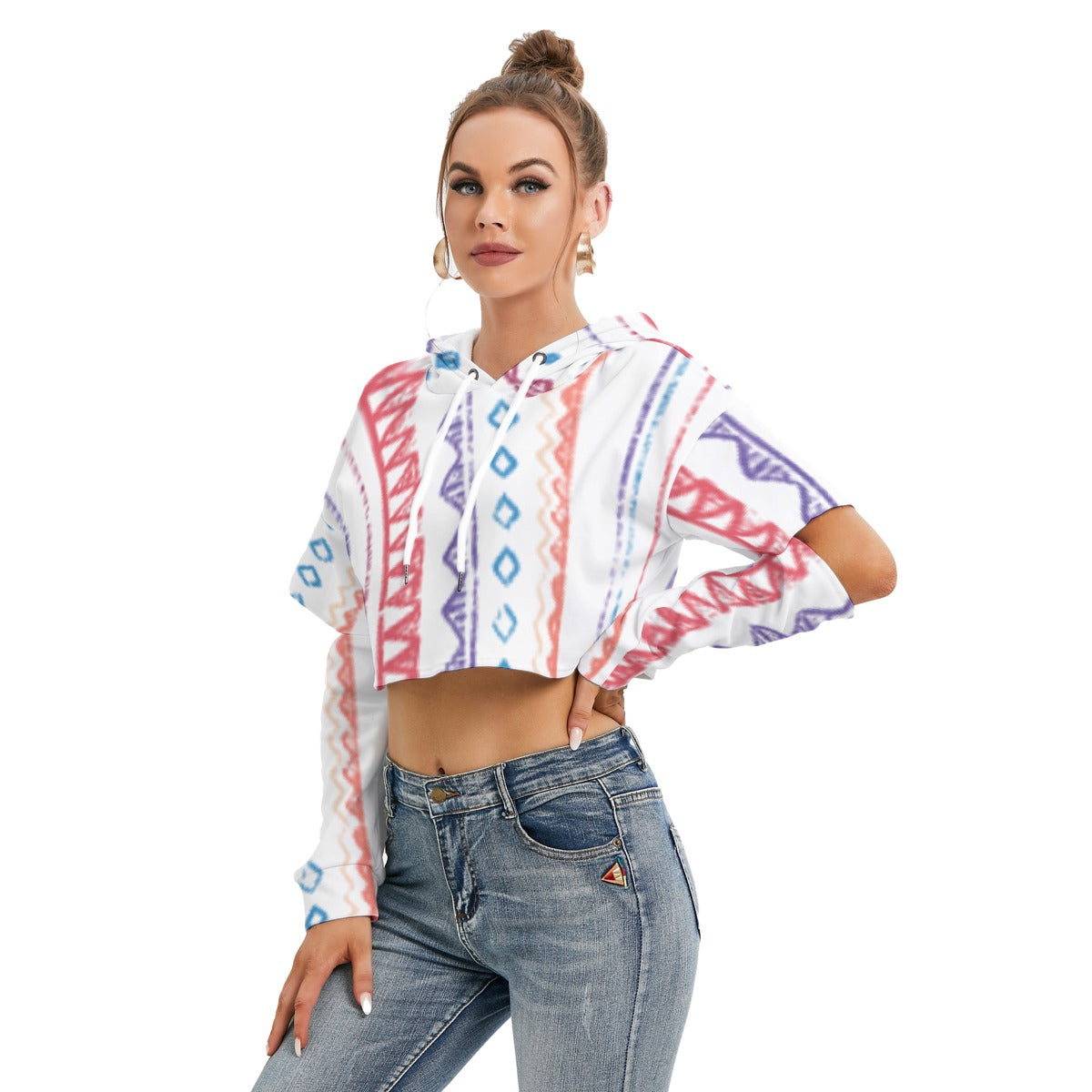 All-Over Print Women's Heavy Fleece Hoodie With Hollow Out Sleeve