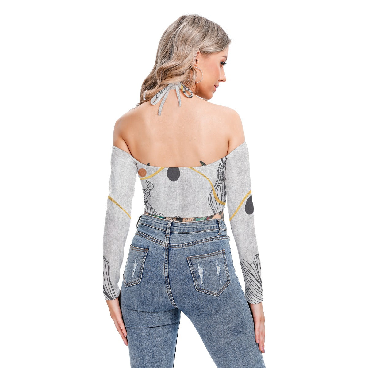 All-Over Print Women's Halter Lace-up Top