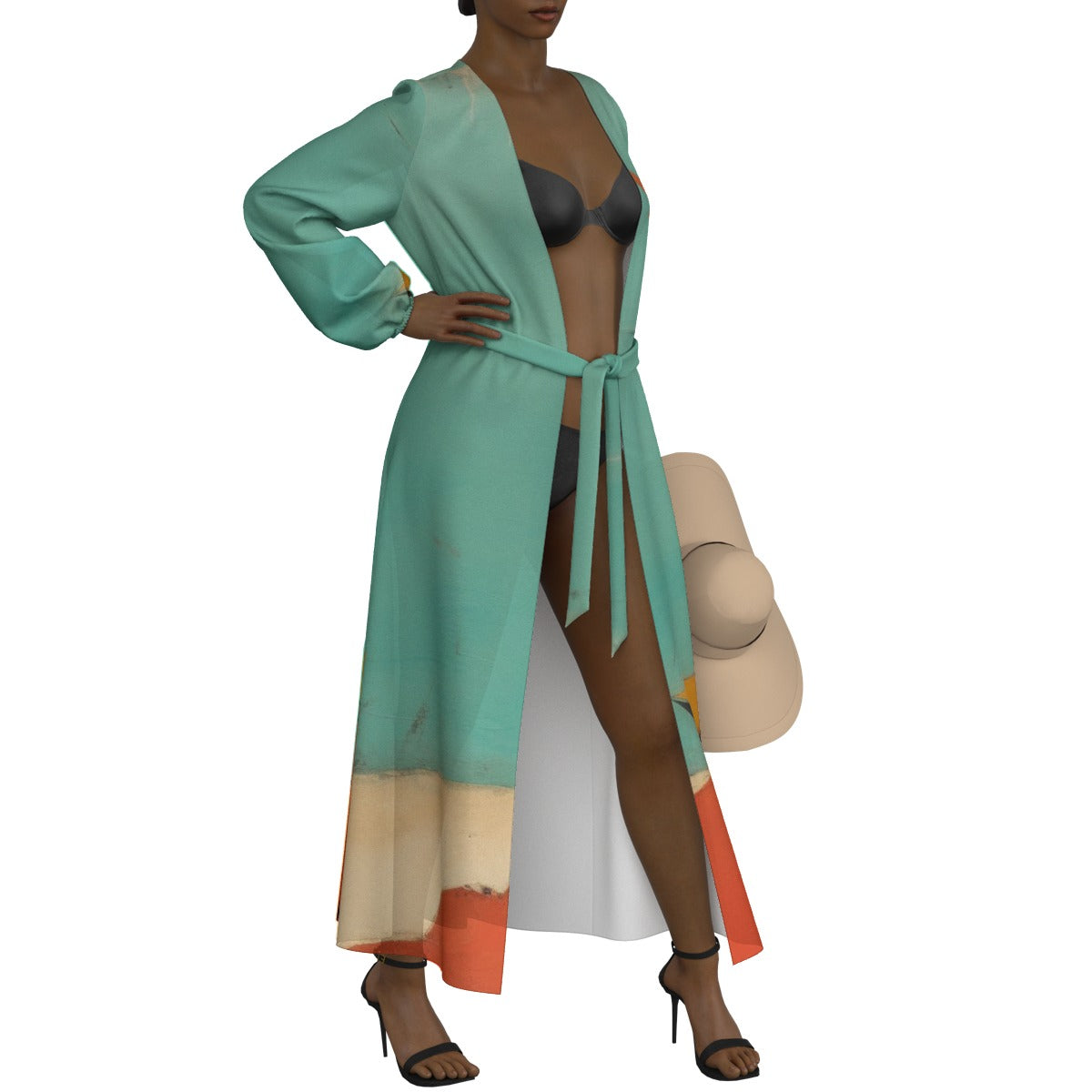 All-Over Print Women's Lace-up Chiffon Robe