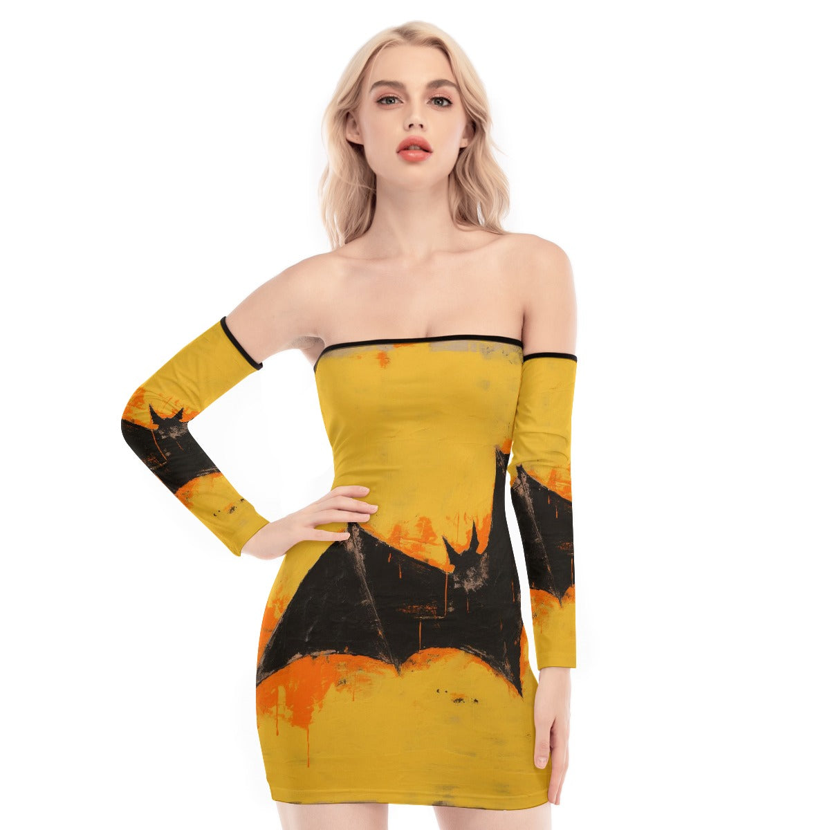 All-Over Print Women's Off-shoulder Back Lace-up Dress