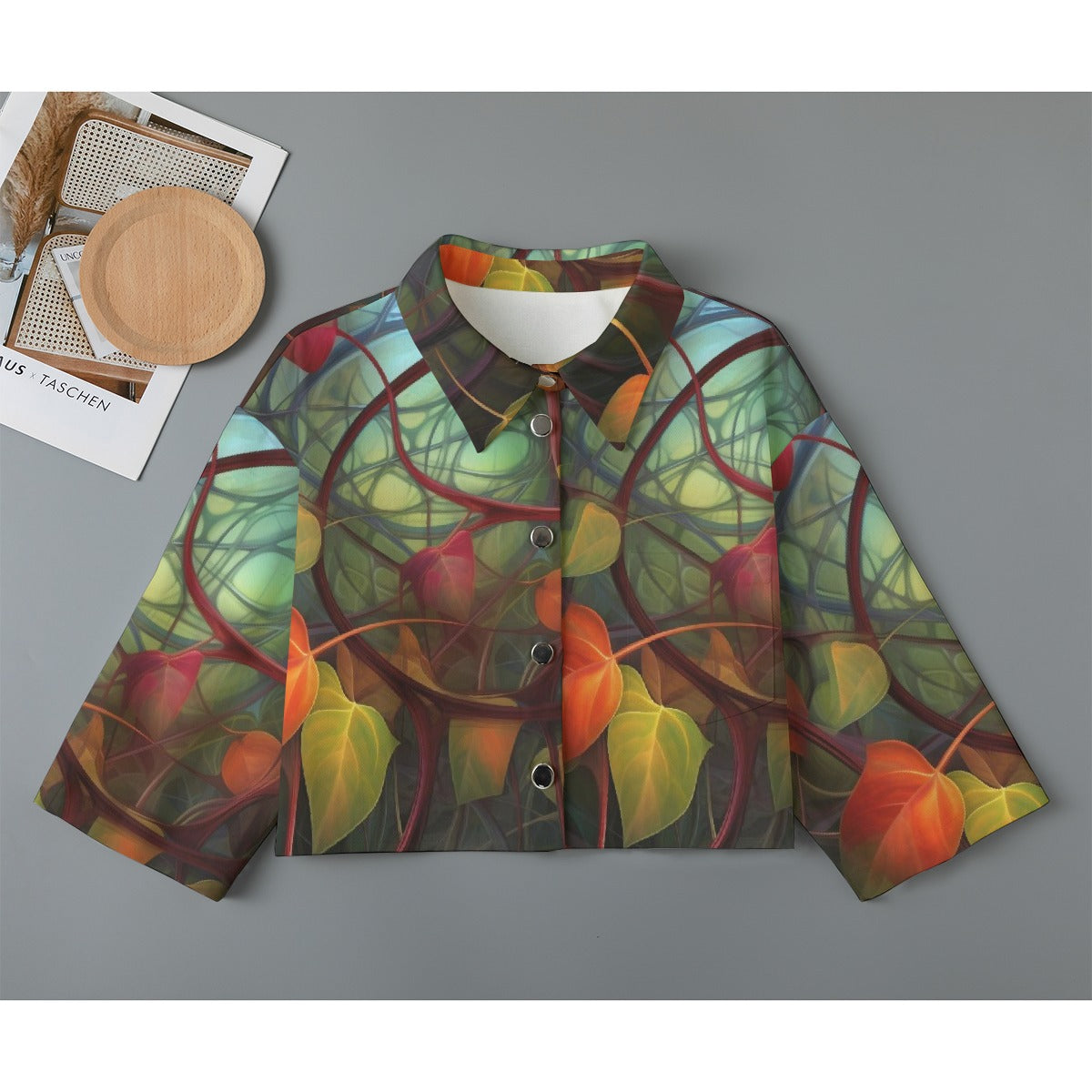 All-Over Print Women's Cropped Jacket | 245GSM Cotton