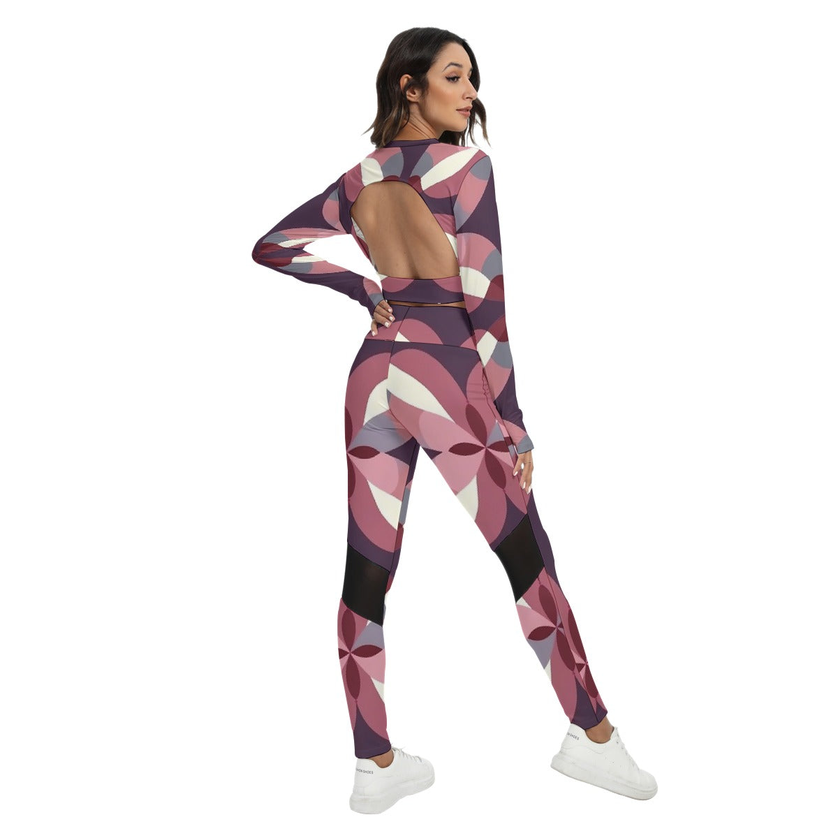 All-Over Print Women's Sport Set With Backless Top And Leggings