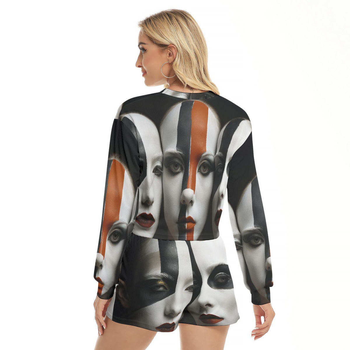 All-Over Print Women's Short Sweatshirt And Pants Suit