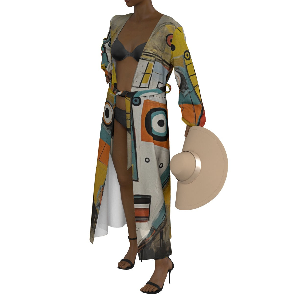 All-Over Print Women's Lace-up Chiffon Robe