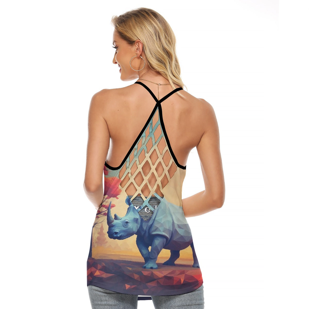 All-Over Print Women's Criss-Cross Open Back Tank Top