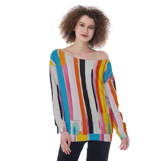 All-Over Print Oversized Women's Off-Shoulder Sweatshirt