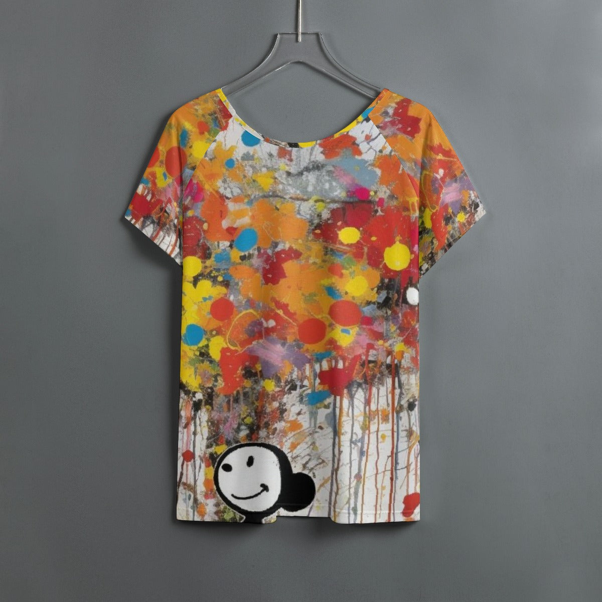 All-Over Print Women's Round Neck T-shirt With Raglan Sleeve