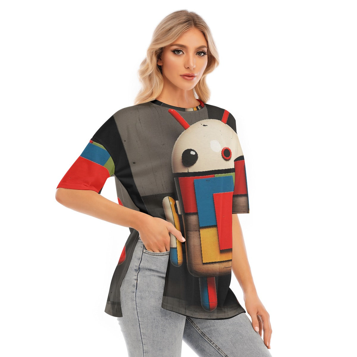 All-Over Print Women's Short Sleeves T-shirt With Hem Split