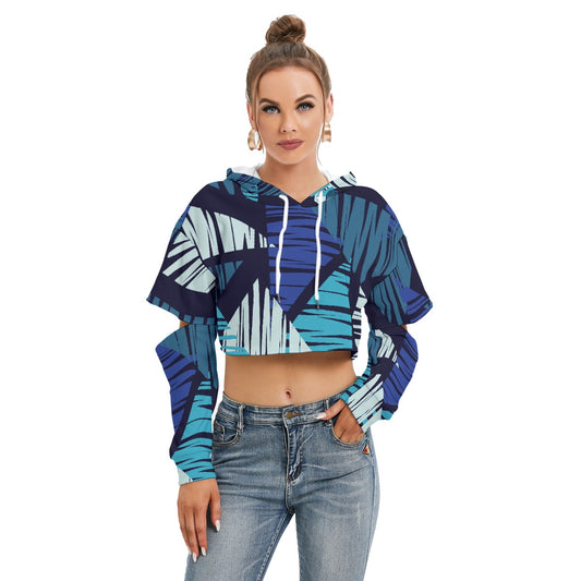 All-Over Print Women's Heavy Fleece Hoodie With Hollow Out Sleeve