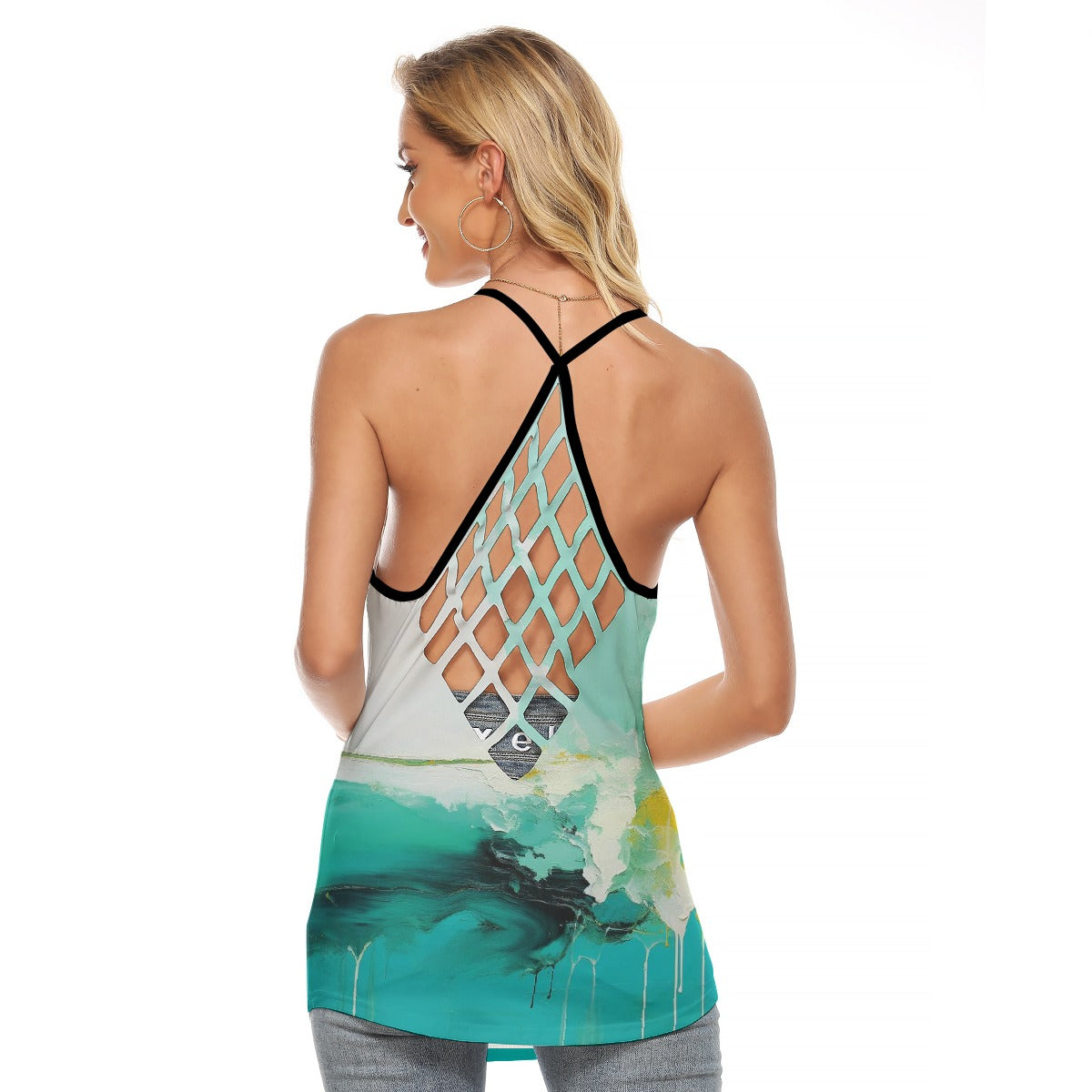 All-Over Print Women's Criss-Cross Open Back Tank Top