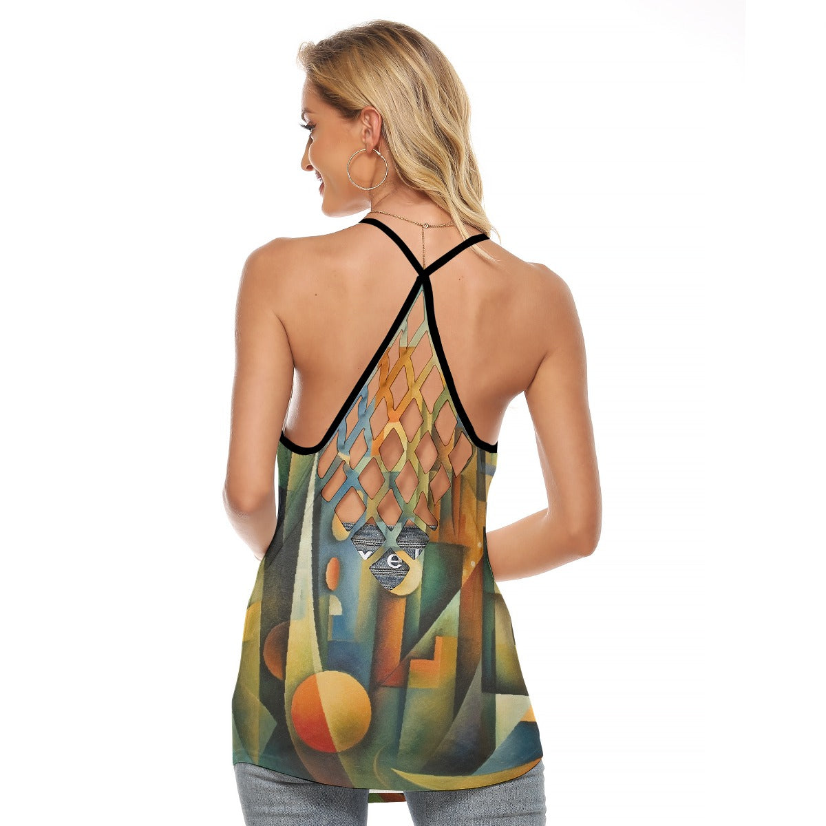 All-Over Print Women's Criss-Cross Open Back Tank Top